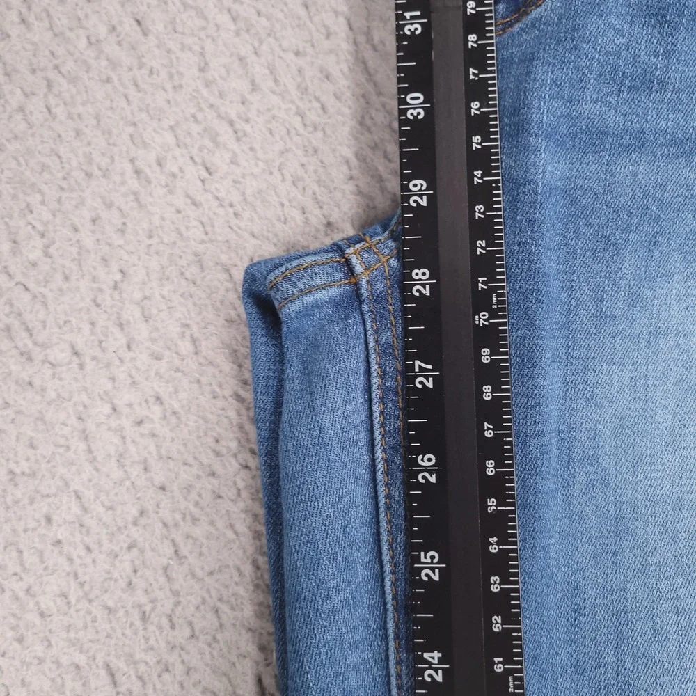 JUDY BLUE Jeans Size 7/28 Skinny Vintage Shield Pockets Raw Hem Blue Denim